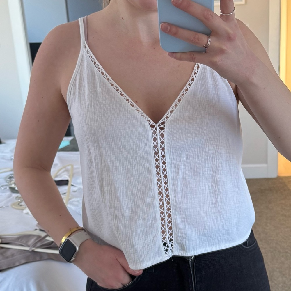 White cami with cut outs - H&M S